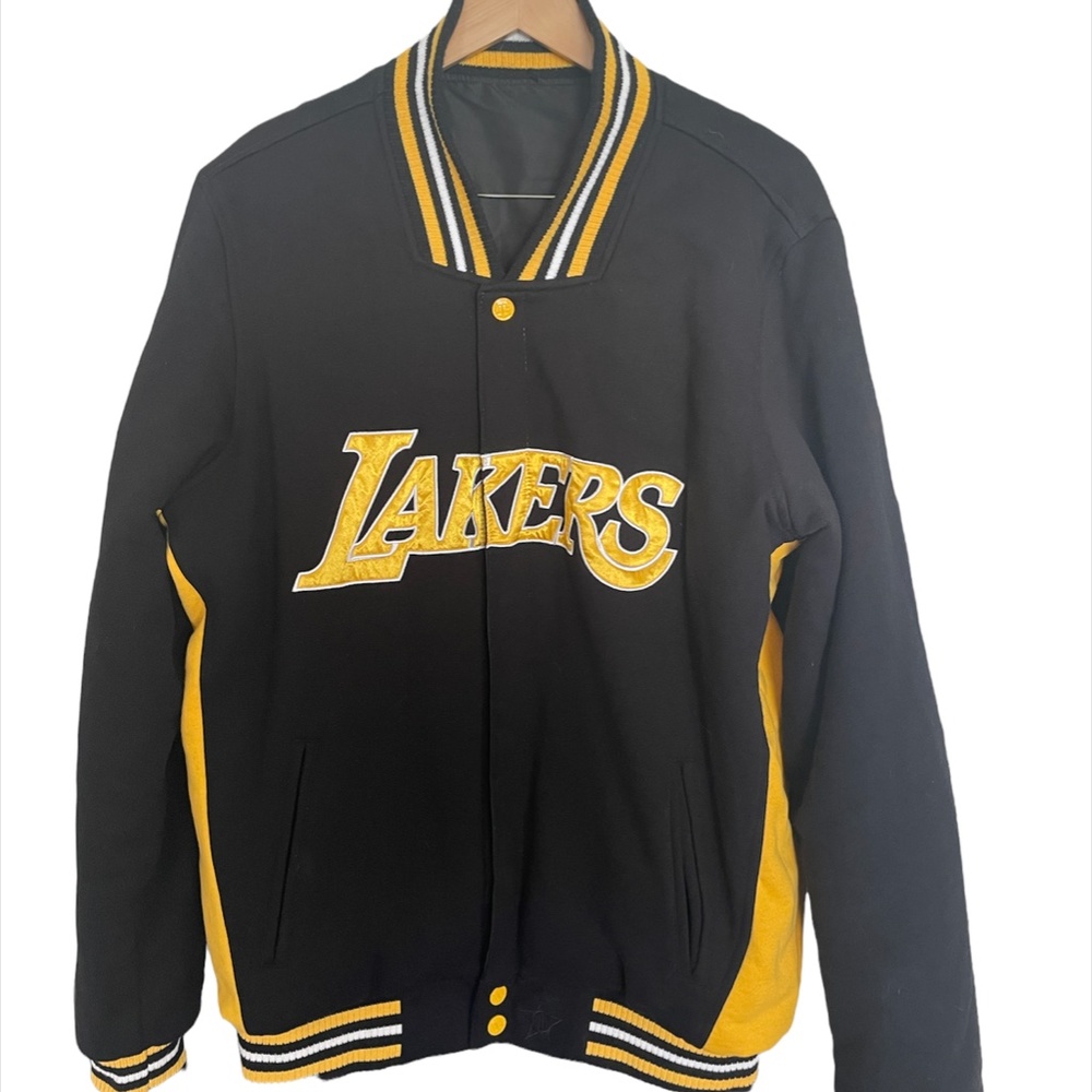 NBA Los Angeles Lakers JH Design Wool Reversible Jacket With Embroidered Logos